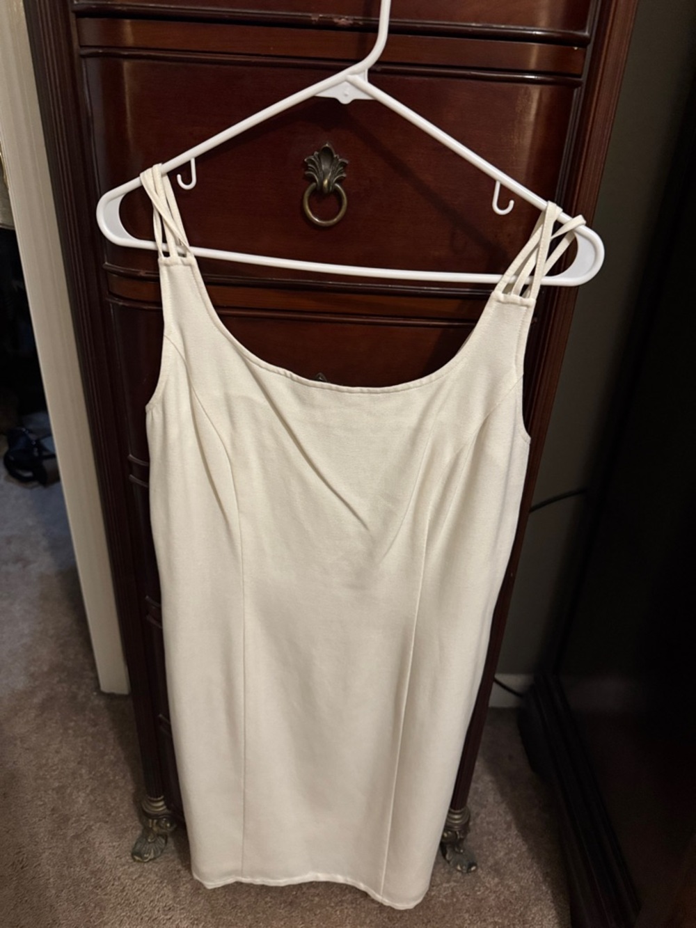 Spiegel Cream Double-Strap Mini Slip Dress
